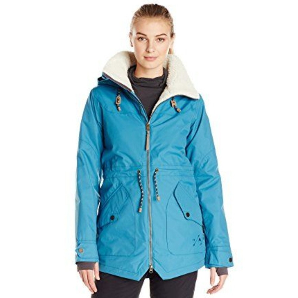 Burton Prowess Snowboardโ Ski Winter Jacket Women's Medium Blue Sherpa Pockets